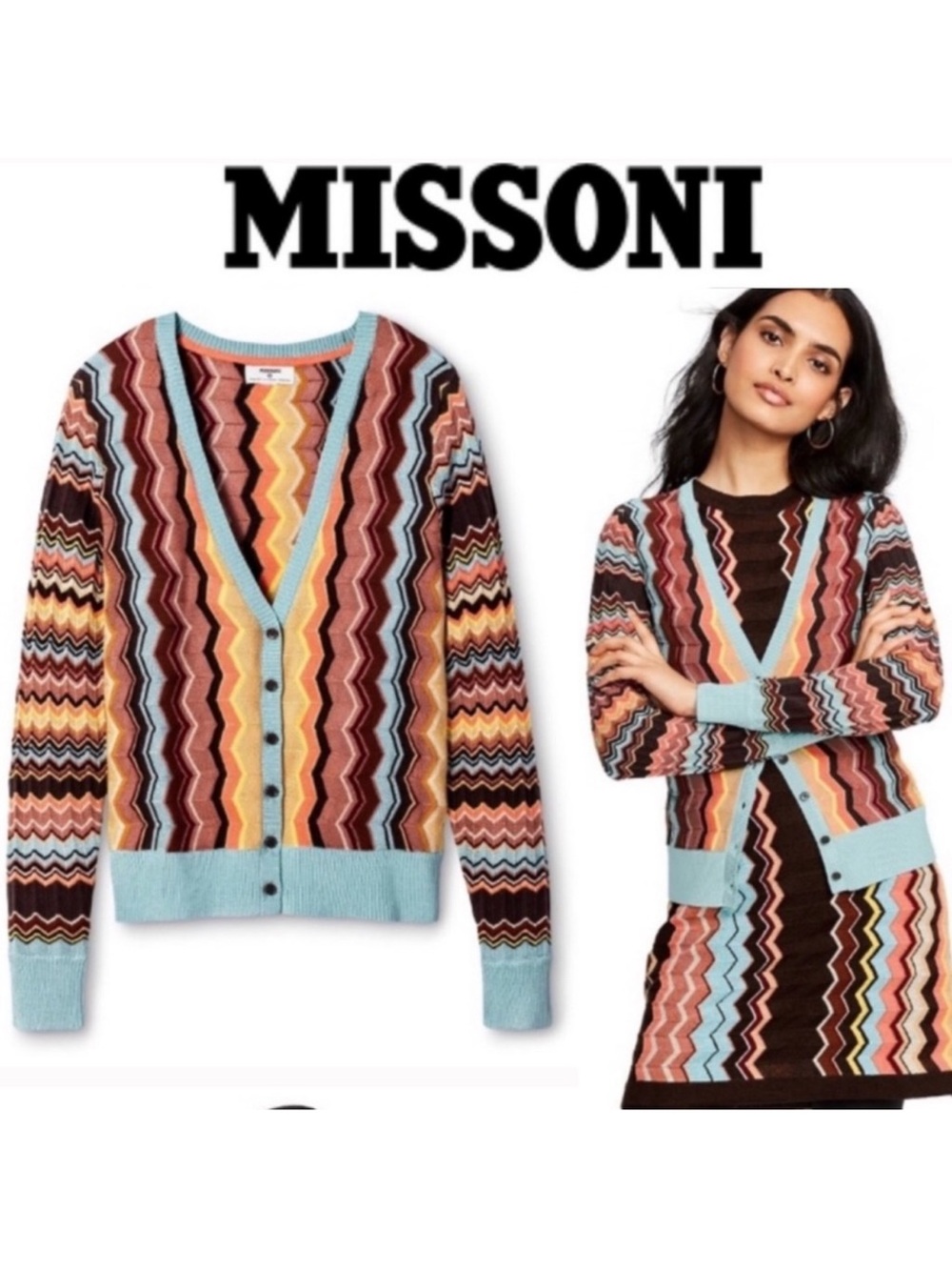 Missoni X Target Multicolor Zigzag Knit Cardigan Large